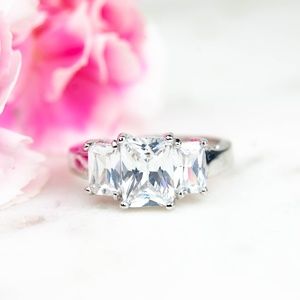 Cubic Zirconia Engagement Ring | Emerald Cut